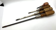 Mac Tools Globemater Flat Blade Long Screwdriver Set Lot Wooden Philips Stubby