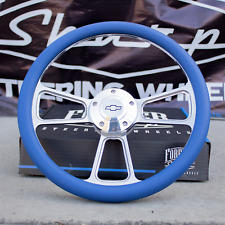 14 Billet Steering Wheel Adapter For Chevy 69-94 - Blue Wrap And Horn Button