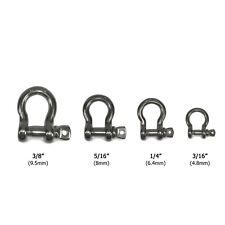 T-316 Stainless Steel Bow Shackle Marine Grade 316 To 38 Oversized Pin