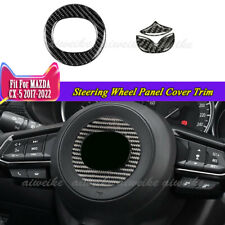 3pcs Carbon Fiber Steering Wheel Panel Cover Trim Fit For Mazda Cx-5 2017-2024