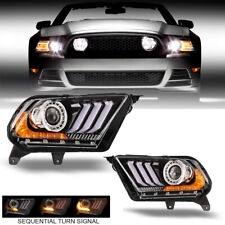 Pair For 2010-2012 Ford Mustang Headlights Sequential Led Projector W Bulbs