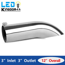 Turn Down 3 Inch Inlet 3 Outlet 12 Long Exhaust Tip Polished Bolt-on Tailpipe
