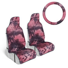Car Seat Covers Red Tie-dye Hippy Boho Print With Steering Wheel Cover