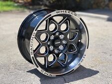2x Rocket 15x8 Black Polished Lip Drag Racing Rims Wheels 4x1004x114 Et20