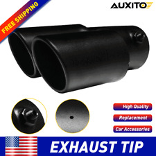 Black Dual Exhaust Tip 2.4 Inlet 2.5 Outlet Stainless Steel Bolt On Universal
