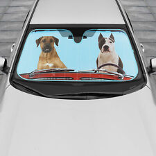 Two Dogs Driving Car Sunshade Uv Ray Heat Protection Windshield Sunshade