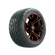 Gtw 14 Spyder Redblack Wheels On 22540-r14 Fusion Gtr Golf Street Tires 4