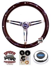 1965-1969 Ford Steering Wheel Blue Oval 15 Muscle Car Mahogany Wood