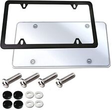License Plate Cover And Frame Combo-clear Cover And Black Stainless Steel Holder