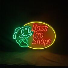 Fish Bass Pro Shops Vintage Style Neon Sign Bar Custom Shop Wall Lamp 19x15
