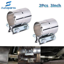 2pcs 3inch Lap Joint Exhaust Band Clamp Muffler Sleeve Coupler Stainless Steel