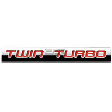 Bumper Sticker Metal Emblem Decal Trim Badge Polished Red Letters Twin Turbo