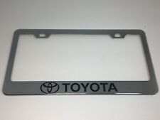 Toyota Metal Chrome License Plate Frame With Black Vinyl