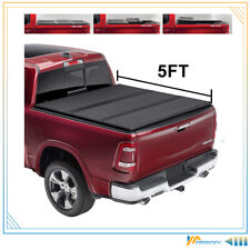5ft Bed Fiberglass Hard Tri-fold Tonneau Cover For 20-22 Jeep Gladiator Jt