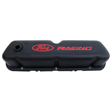 Ford Racing 302-072 Valve Covers Steel Black Crinkle With Red Logo New