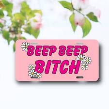 Beep Bitch License Plate Car Tag She Shed Metal Wall Hanging Retro Hippie