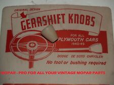 For 1946-1948 Plymouth Dodge Desoto Chrysler Brand New Ivory Gear Shift Knob