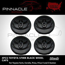 Set Of 4 Toyota Wheel Rim Rims Center Hub Caps Black Logo 57mm Prius Corolla