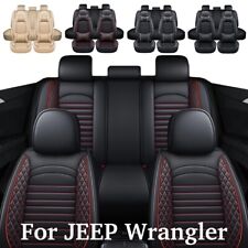 For Jeep Wrangler Car 5 Seat Cover Full Set Pu Leather Cushion Protector Pad Mat