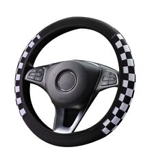 Checkered Black White Car Steering Wheel Cover High Quality Pu Leather
