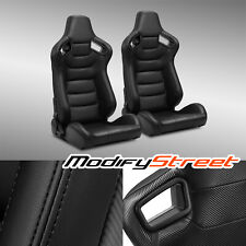 2 X Blackside Carbon Fiber Mix Pvc Leather Lr Racing Car Seats Slider