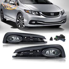 Fit 2013 2014 2015 Honda Civic Clear Lens Front Fog Lights Lamps Wcoversswitch