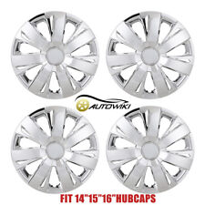 14 15 16 Inch Silver Chrome Wheel Covers Snap On Hubcaps Tire Steel Rim 4 Pcs