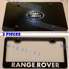 Land Rover Range Rover Black Front Plate Metal License Plate Frame Combo