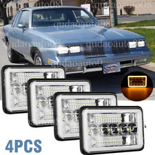 4pcs 4x6 Led Headlights Hilo Halo Drl Fit 1980-1988 Oldsmobile Cutlass Supreme