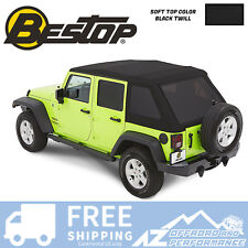 Bestop Trektop Nx Glide Soft Top For 07-18 Jeep Wrangler Jku 4 Door Black Twill