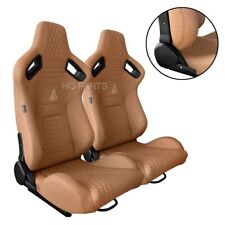2 X Tanaka Universal Premium Tan Pvc Leather Reclinable Racing Seats