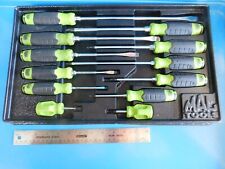 Used Mac Tools  12 Pc.  Green Handle Screwdriver Set In Tray