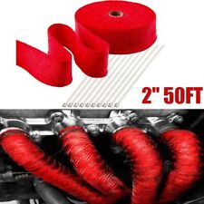2 X 50ft Exhaust Manifold Red Heat Wrap Tape High Heat Fiberglass 10 Ties