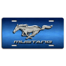 Ford Mustang Horse Art Blue Steel Look Aluminum Vanity License Plate Tag