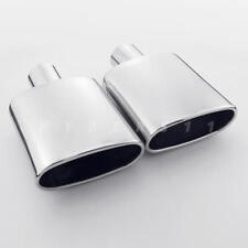 Pair 2 Inlet Stainless Steel Oval Exhaust Tips Slant 6x3 Out Rolled Polished