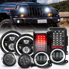 For Jeep Wrangler Jk 2007-2018 Turn Tail Lamp Combo 7 Led Headlights Fog Lights