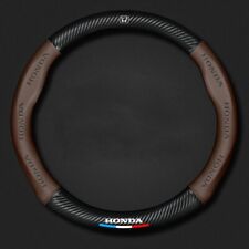Steering Wheel Cover Genuine Leather For Honda Civic Accord Cr-v Brown 15 38cm