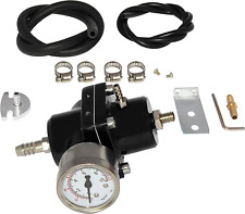0-140 Psi Universal Adjustable Fuel Pressure Regulator Kit With Gauge Hose Blac