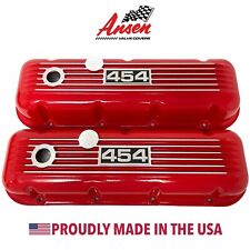 Big Block Chevy 454 Valve Covers Classic Finned - Red - Style 2 - Ansen Usa