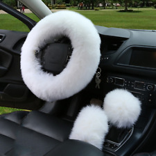 Car Fur Steering Wheel Cover Set Sheepskin Warm Wool Auto Styling Plush Fluffy