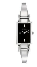 Bulova Classic Womens Quartz Silver Bangle Black Dial Watch 18mm 96l138