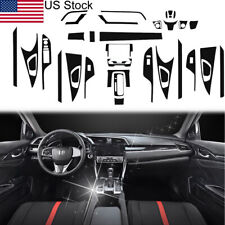 Glossy Carbon Fiber Interior Trim Decal Sticker Tirm For 2016-20 Honda Civic 4dr
