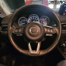 15 Steering Wheel Cover Leather Anti-slip For Mazda Cx-5 Carbon Fiber Black