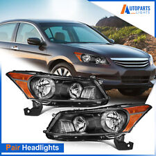 Headlights Assembly For 2008-2012 Honda Accord Sedan 4-door Pair Black Headlamp
