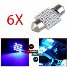 6x Blue 12-smd-2835 Car Interior 31mm Festoon Led Lights Lamps For Dome Map