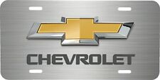Chevrolet Logo Brushed Steel Look Vehicle License Plate Auto Car Front Tag