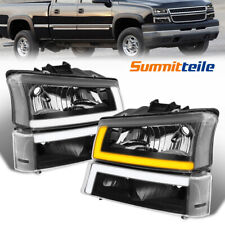 4pcs Black Headlight Sequential Led Drl For 2003-2007 Chevy Silverado Avalanche