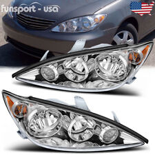 Chrome Headlights For 2005-2006 Toyota Camry Crystal Headlamps Assembly Pair Set