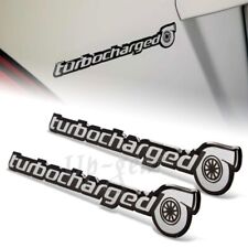 2pcs Universal Black Turbocharged Aluminum Adhesive Emblem Badge Sticker Decal