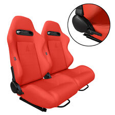 2 X Tanaka Red Pvc Leather Racing Seats Reclinable Sliders For Bmw